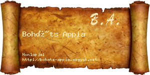 Boháts Appia névjegykártya
